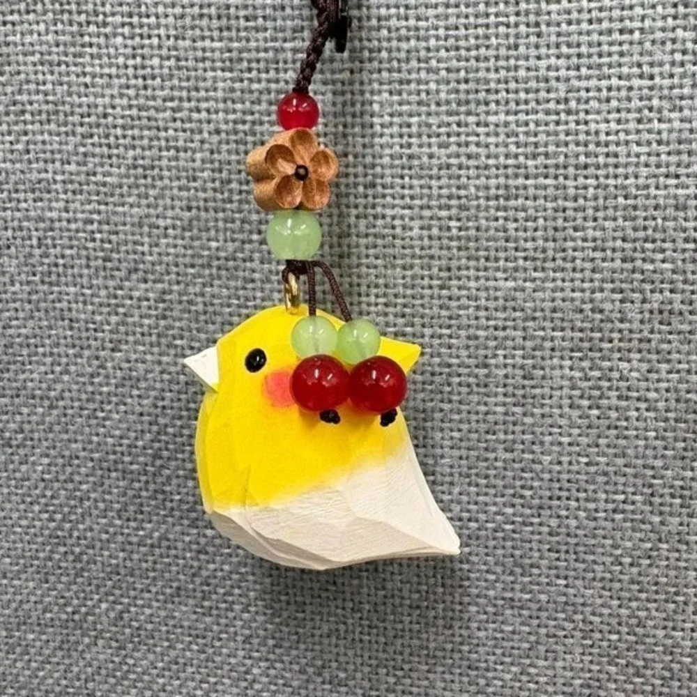 Take Your Little Wooden Hand-Carved Yellow Bird Pendant 1.69